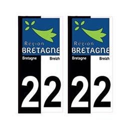 22 Cote d'Armor bicolore logo breizh bretagne autocollant plaque