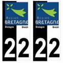 22 Cote d'Armor bicolore logo breizh bretagne autocollant plaque