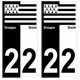22 Cote d'Armor breizh bretagne autocollant plaque bicolore drapeau