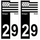 29, Finisterre, bretaña breizh bretagne placa etiqueta de dos tonos de la bandera
