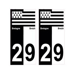 29 Finistère breizh bretagne autocollant plaque bicolore drapeau
