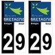 29 Finistère bicolore logo breizh bretagne autocollant plaque