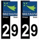 29 Finistère bicolore logo breizh bretagne autocollant plaque