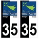 35 Ille-et-vilaine bicolore logo breizh bretagne autocollant plaque