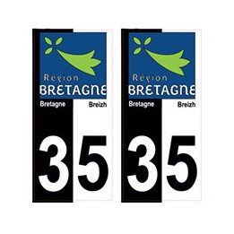 35 Ille-et-vilaine bicolore logo breizh bretagne autocollant plaque