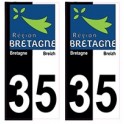 35 Ille-et-vilaine bicolore logo breizh bretagne autocollant plaque