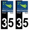 35 Ille-et-vilaine bicolore logo breizh bretagne autocollant plaque