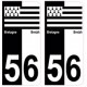 56 Morbihan breizh bretagne autocollant plaque bicolore drapeau