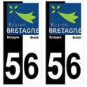 56 Morbihan bicolore logo breizh bretagne autocollant plaque