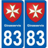 83 Cogolin escudo de armas de la etiqueta engomada de la placa de pegatinas de la ciudad