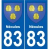 83 Néoules blason autocollant plaque stickers ville