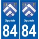 84 Valréas blason autocollant plaque stickers ville