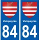 84 Valréas blason autocollant plaque stickers ville
