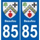 85 Pouzauges escudo de armas de la etiqueta engomada de la placa de pegatinas de la ciudad