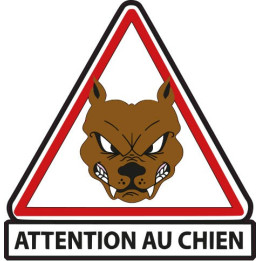 Attention au chien autocollant sticker adhesif