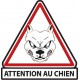 Attention au chien blanc autocollant sticker adhesif