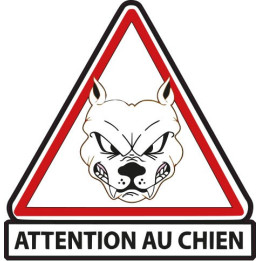 Attention au chien blanc autocollant sticker adhesif