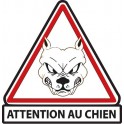 Attention au chien blanc autocollant sticker adhesif