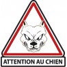 Attention au chien blanc autocollant sticker adhesif