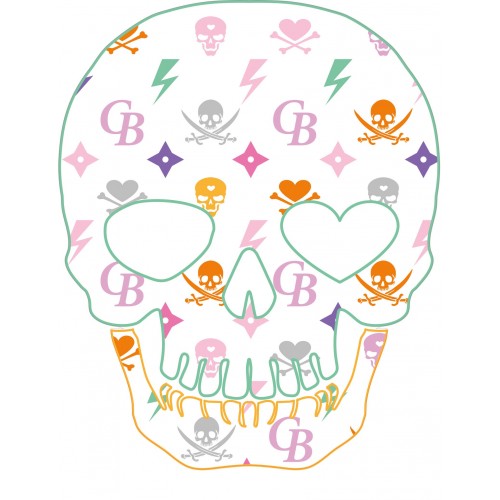 Autocollant tête de mort symboles couleur skull sticker