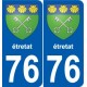 76 Harfleur blason autocollant plaque stickers ville