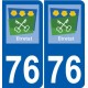 76 Harfleur logo autocollant plaque stickers ville
