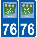 76 étretat logo autocollant plaque stickers ville