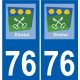 76 Harfleur logotipo de la etiqueta engomada de la placa de pegatinas de la ciudad