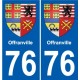 76 Harfleur blason autocollant plaque stickers ville