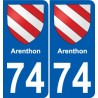 74 Faverges escudo de armas de la etiqueta engomada de la placa de pegatinas de la ciudad