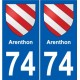 74 Faverges blason autocollant plaque stickers ville