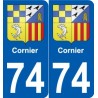 74 Faverges escudo de armas de la etiqueta engomada de la placa de pegatinas de la ciudad