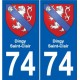 74 Faverges blason autocollant plaque stickers ville