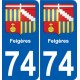74 Faverges blason autocollant plaque stickers ville