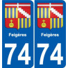 74 Faverges coat of arms sticker plate stickers city