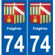 74 Faverges blason autocollant plaque stickers ville
