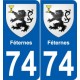 74 Faverges blason autocollant plaque stickers ville
