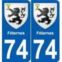 74 Faverges escudo de armas de la etiqueta engomada de la placa de pegatinas de la ciudad