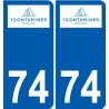 74 Faverges logotipo de la etiqueta engomada de la placa de pegatinas de la ciudad