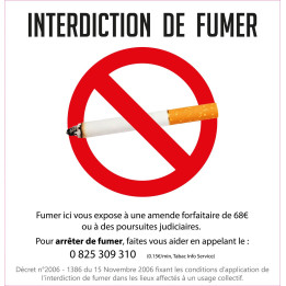 Interdiction de fumer autocollant sticker adhesif