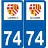 74 Faverges logotipo de la etiqueta engomada de la placa de pegatinas de la ciudad