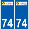 74 Nangy logo autocollant plaque stickers ville