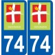 74 Faverges logotipo de la etiqueta engomada de la placa de pegatinas de la ciudad