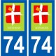 74 Faverges logotipo de la etiqueta engomada de la placa de pegatinas de la ciudad