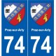 74 Faverges blason autocollant plaque stickers ville