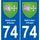 74 Faverges escudo de armas de la etiqueta engomada de la placa de pegatinas de la ciudad