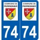 74 Faverges logotipo de la etiqueta engomada de la placa de pegatinas de la ciudad