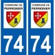 74 Faverges logotipo de la etiqueta engomada de la placa de pegatinas de la ciudad