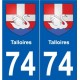 74 Faverges blason autocollant plaque stickers ville