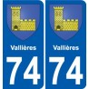 74 Faverges escudo de armas de la etiqueta engomada de la placa de pegatinas de la ciudad